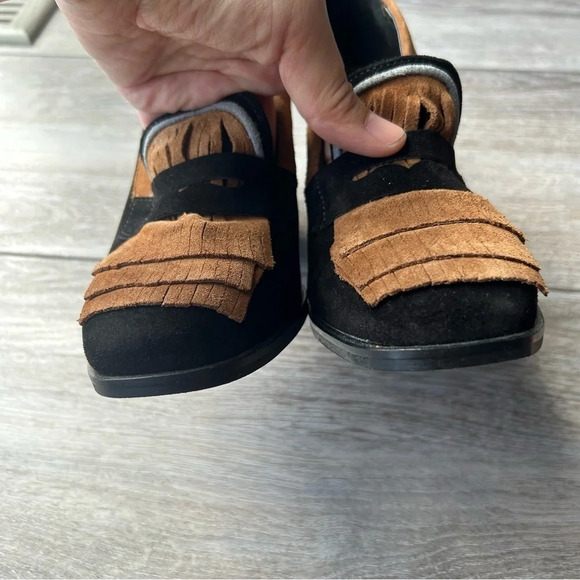 NWOT Girotti Square Toe Suede Leather With Fringe Pump - Picture 5 of 12